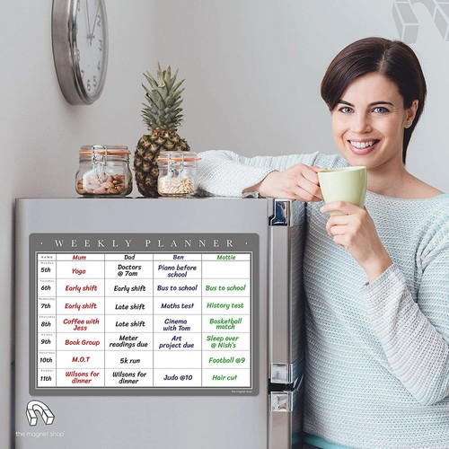 Magnetic Weekly Planner with Dry Wipe Pens and Eraser, Dry Erase Fridge Calendar - Picture 22 of 66
