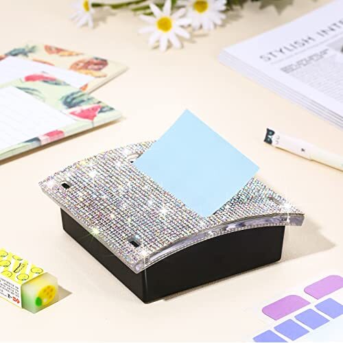 Rhinestone Self Stick Note Pad Holders 4 x 4 Inches Memo Note Holder Ab Color - Picture 2 of 6
