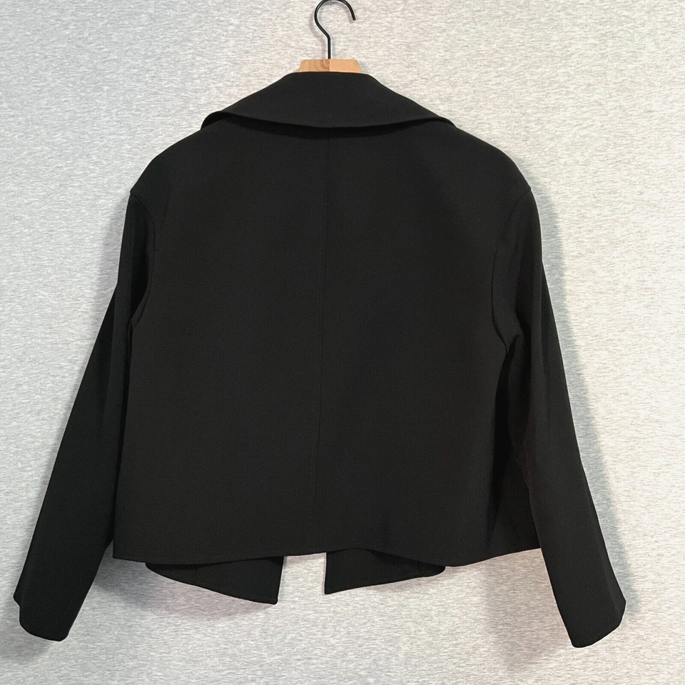 Винтажный Anne Klein Blazer женщин 8 черный открытый куртка тихий роскошный квадратный укороченный - Изображение 2 из 4