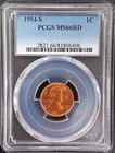 1954 S Lincoln Cent certified MS 66 RD by PCGS!