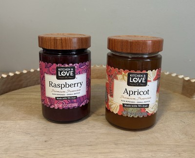 Kitchen & Love Imported Italian Jam 12.3 Oz 1 Raspberry 1 Apricot Small Batch 