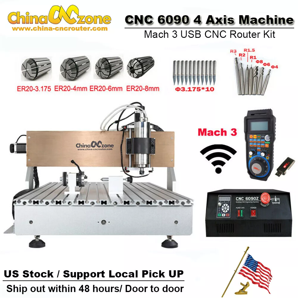 CNCZONE 2200W CNC 6090 4axis RouterMachine CNC Engraving Carving