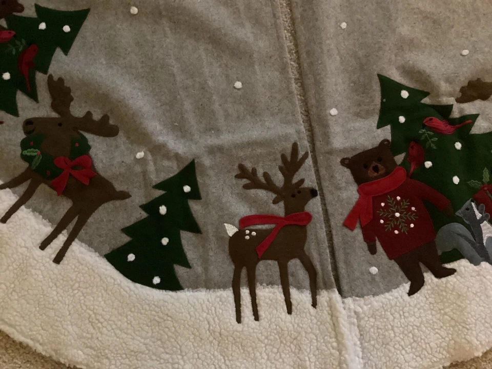 Crate & Barrel Holiday Critter Tree Skirt - 52” Diameter - Image 3 of 4