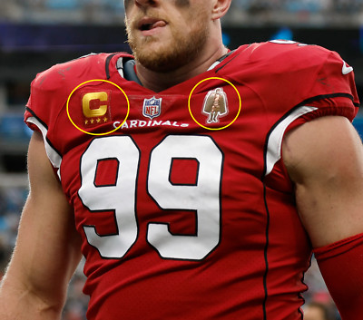 Arizona Cardinals Jj Watt De 4 ⭐ Star Aufbügelbar Rot Captain C-Patch + Man Of
