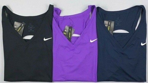 Women's Nike Plus Tennis SLIM Fit Dri Move To Zero V-Neck Tank Top NEW