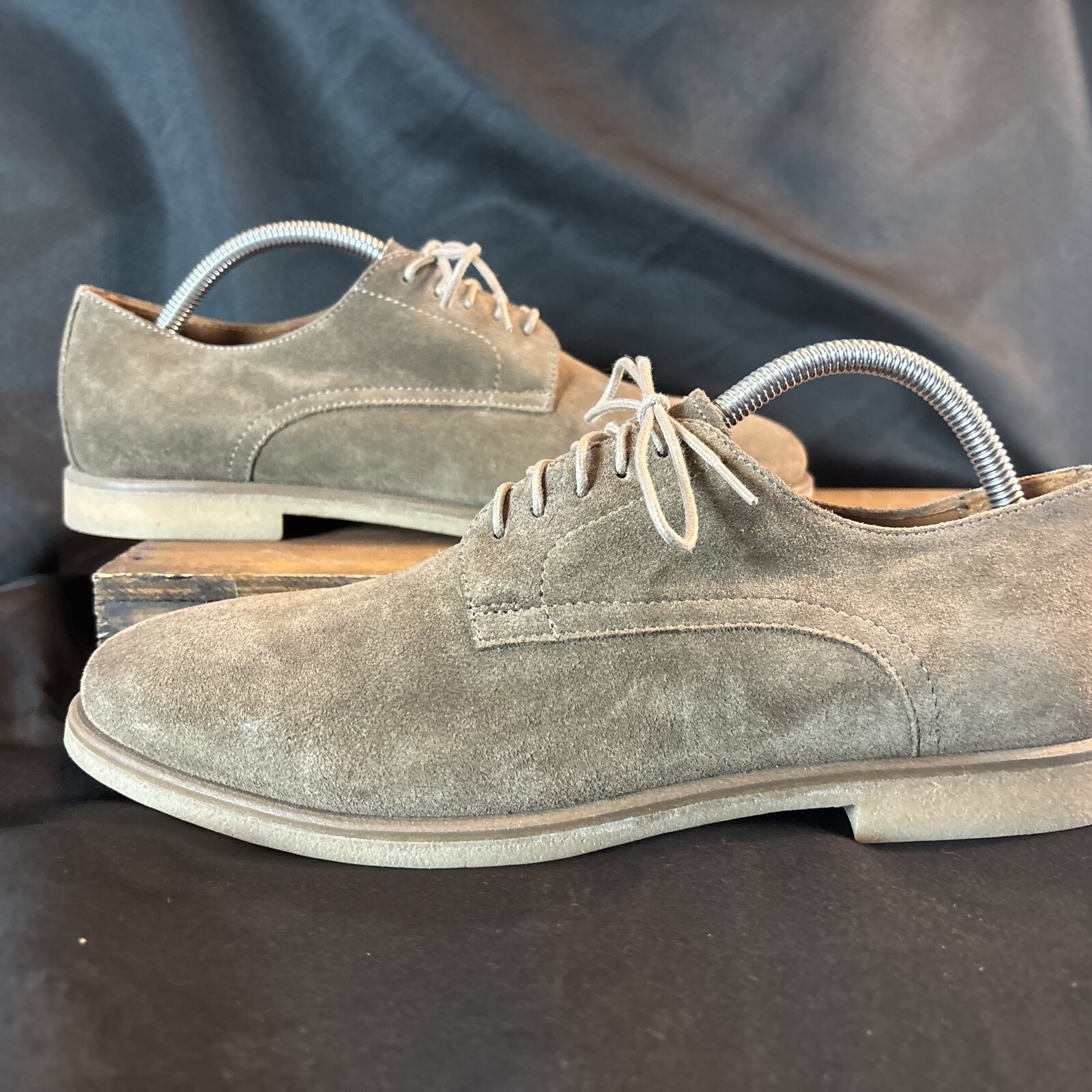 SAOLA AQUATALIA ""OSWIN"" uomo marrone chiaro pelle scamosciata punta piatta OXFORD taglia 9 5 milioni $475