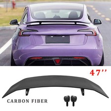 For Tesla Model 3 Carbon Fiber 47 Rear Trunk Spoiler Racing Sport Gt Style Wing