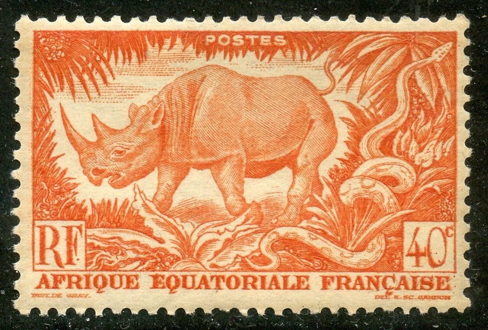 COLONIES FRANCAISES AFRIQUE EQUATORIALE FRANCAISE N° 210 ** FAUNE / RHINOCEROS - Photo 1/1