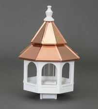 Large White Bird Feeder with Copper Roof - Amish Made