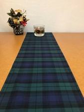 118x12" 300x30 cmTable Runner 100% Cotton Black Watch Tartan Blue Black Green