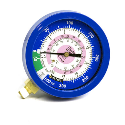 Yellow Jacket 49520 3-1/2'' L/F (°F & °C), Blue Compound Gauge, R-410A