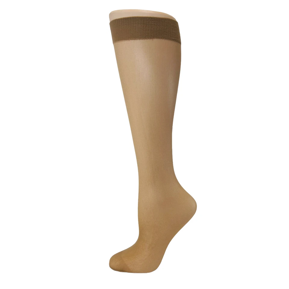 12 Pair Sheer Nylon Comfort Top Knee Highs Knee High Made In USA Choice of Color - Image 4 of 4