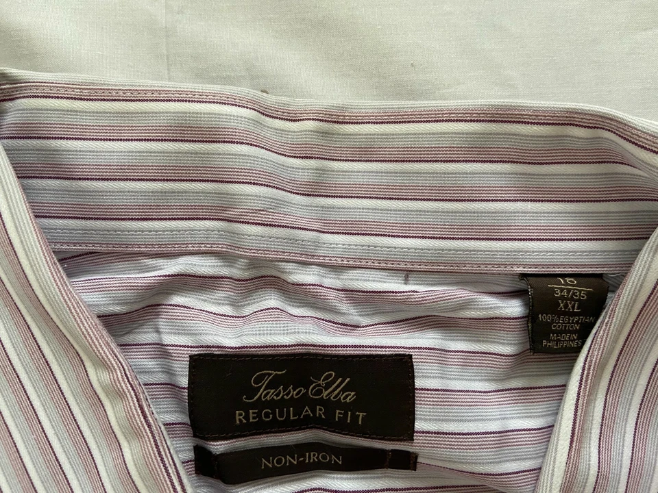Мужская сорочка TASSO ELLA стандартного покроя фиолетовая в полоску без железа XXL18 34/35 - Изображение 4 из 4