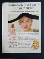 1952 Coty instant beauty makeup Lilly Dache hat fashion vintage ad