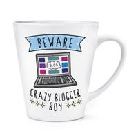 Beware VerrüCkte Blogger Jungen 341Ml Latte Becher Tasse Lustiger Witz