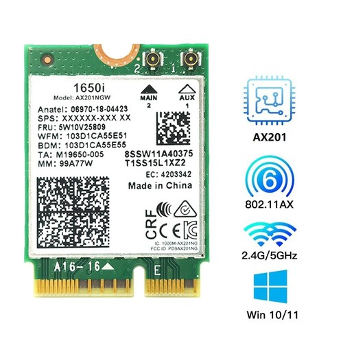 1650i AX201NGW WiFi Card 3000Mbps WIFI6 2.4G/5G Dual-Band Cnvio2 Bluetooth7977 - Photo 5/6