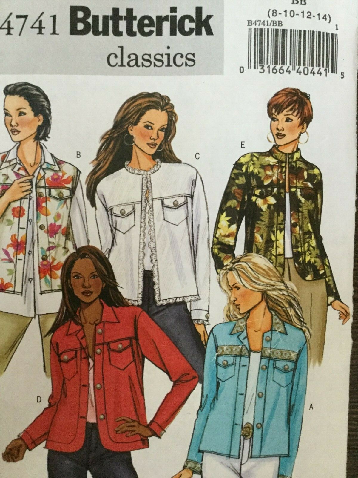 Butterick B4741 Misses Jacket Unlined Loose Fitting Long Sleeve ...