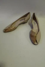 WOMENS MIGUEL HERNANDEZ BEIGE LEATHER KITTEN HEEL PUMPS SZ 10 N*