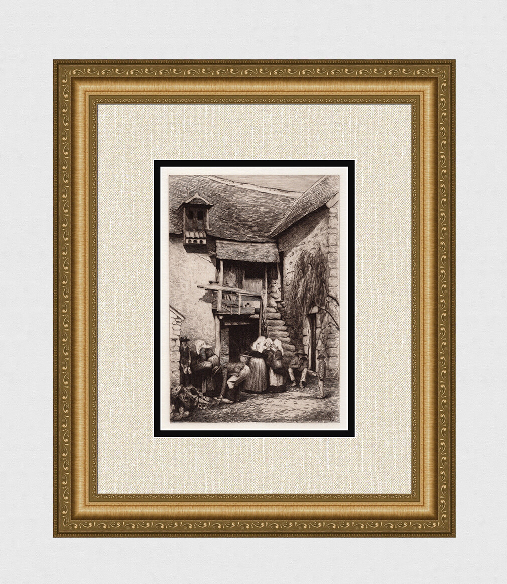 Pleasing 1800s Original MORTIMER MENPES Etching THE SABOT SHOP