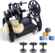 Electric Yarn Spinner Winder Spinning Wheel for Wool with 3 Bobbins, Small Yarn