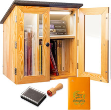 Little Library Box Outdoor with LED Lights & Accessories, Waterproof
