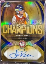 LINDSEY VONN 2026 TOPPS CHROME OLYMPIC CHAMPIOMS AUTO GOLD/BLUE REFRACTOR SP#/20