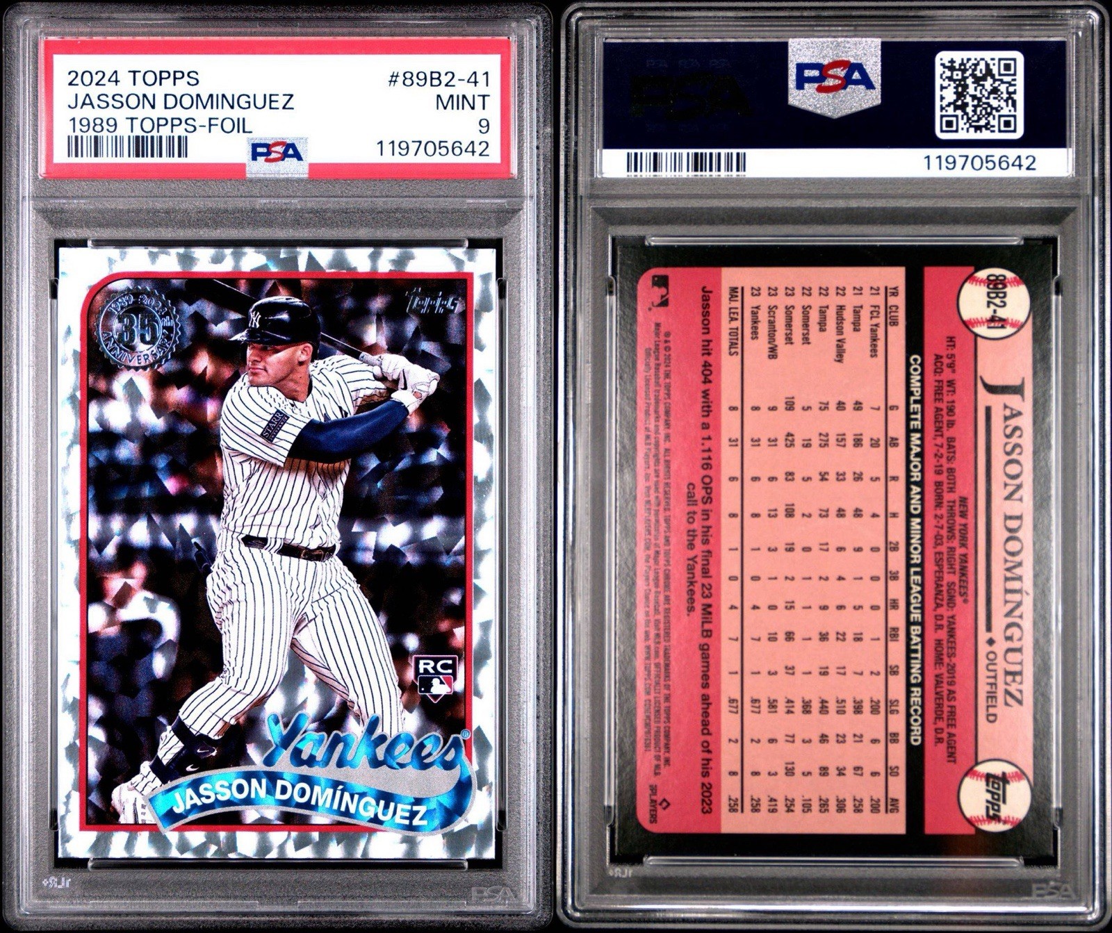 2024 Topps 1989 Topps-Foil Silver Jasson Dominguez (RC) PSA 9 New York Yankees
