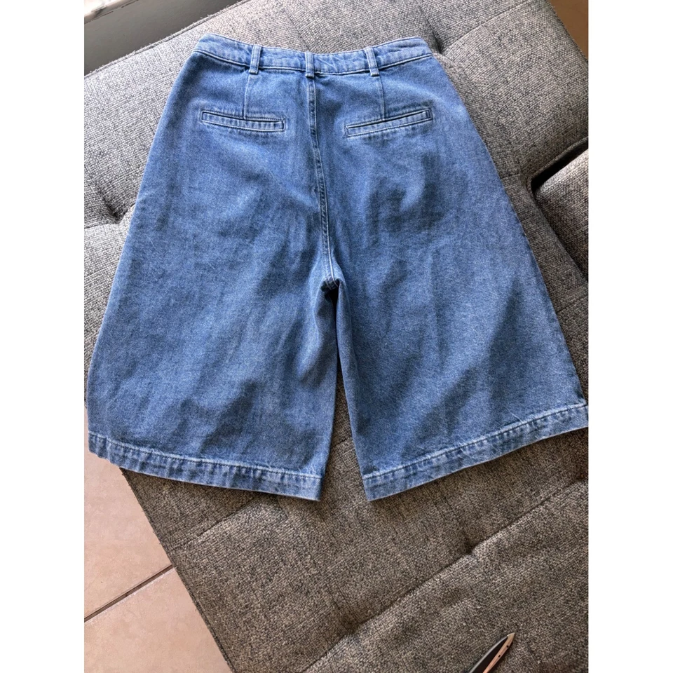 Pantalones Cortos Culottes Denim Azul Plisado Pierna Ancha Para Mujer Talla 6 ASOS DESIGN Foto 4 de 4