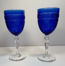 Set of 2 Cobalt Blue by CRISTAL D'ARQUES-DURAND Water Goblets - NWOT