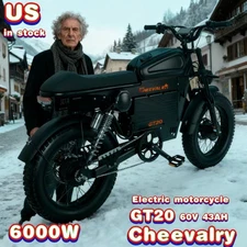 Electric Dirt Bike 20" Fat E-Bike 6000W 60V 43Ah All Terrain E-Motorcycle GT20