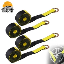 4 Pack 2"x12' Lasso Tire Tow Wheel Tie Down Flatbed Truck Car ATV Hauler Wheel