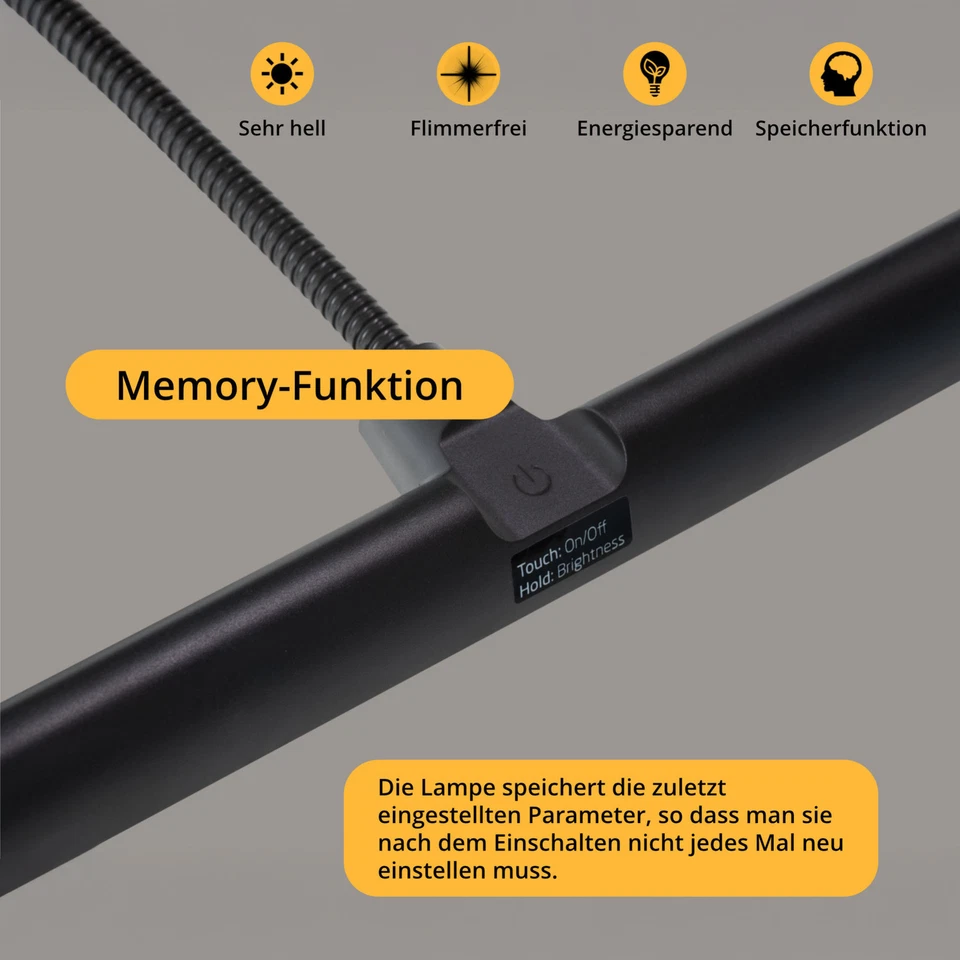 LED Notenpult Leuchte Lampe Orchesterpult dimmbar Kelvin Touch Sensor Batterie - Bild 4 von 4