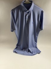 Holderness Bourne Performance Polo Shirt Men s Medium Blue Striped