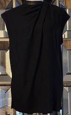 Helmut Lang Black Morse Drape Top Lamb Leather Trim SZ P New W/Tags MSRP $290.