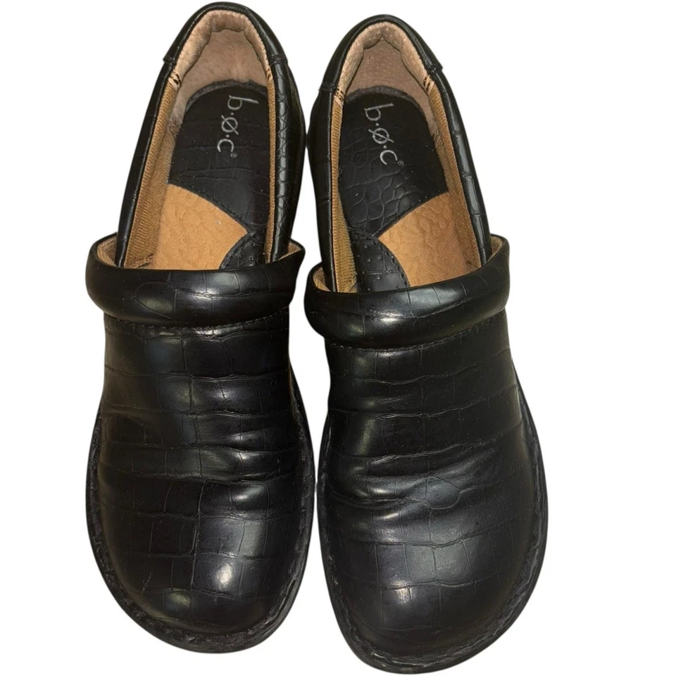 Zapatos de trabajo cómodos sin cordones negros B.O.C para mujer 7,5 enfermería punta cerrada zuecos de mula Foto 3 de 4