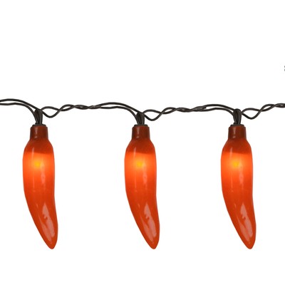 Northlight 35-Count Red Chili Pepper Patio String Light Set, 22.5ft Brown Wire