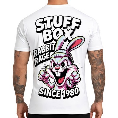 Stuff Box Herren Shirt Rabbit Rage weiß Cartoon Bunny Backprint S 5XL kurzarm