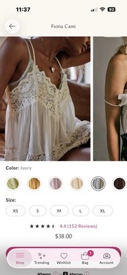 Intimately Free People Fiona Cami Blouse Top Tank Sleeveless Lace Slip M 287475