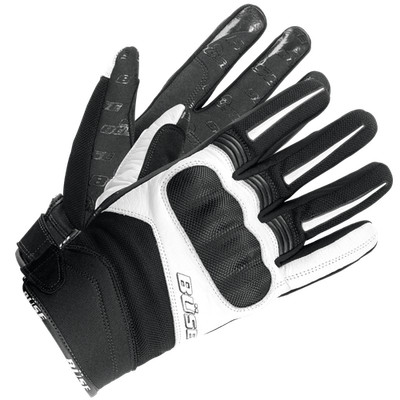 BUSE Open Road Evo black and white motorbike gloves