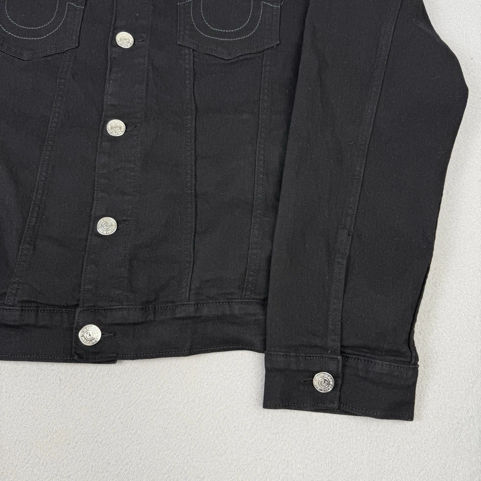 Jaqueta True Religion masculina XL preta denim caminhoneiro ocidental ponto Y2K streetwear - Imagem 3 de 4