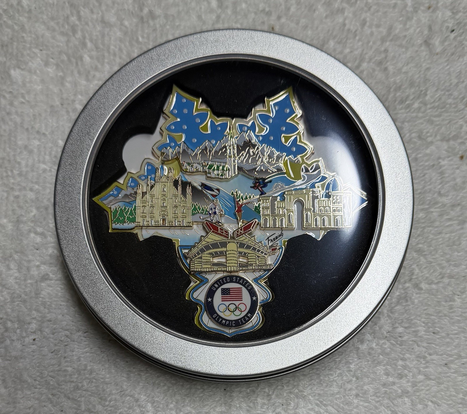 Insignia de prendedor olímpico Milan Milano Cortina 2026 Fazzino Jumbo en caja limitada numerada