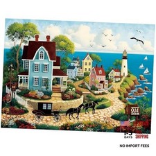 500-Piece Jigsaw Puzzles for Adults - Coastal Lighthouse - Seaside Castle