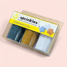 Wilton Sprinkles Sanding Sugar Metallic White Silver Gold Stars  3oz