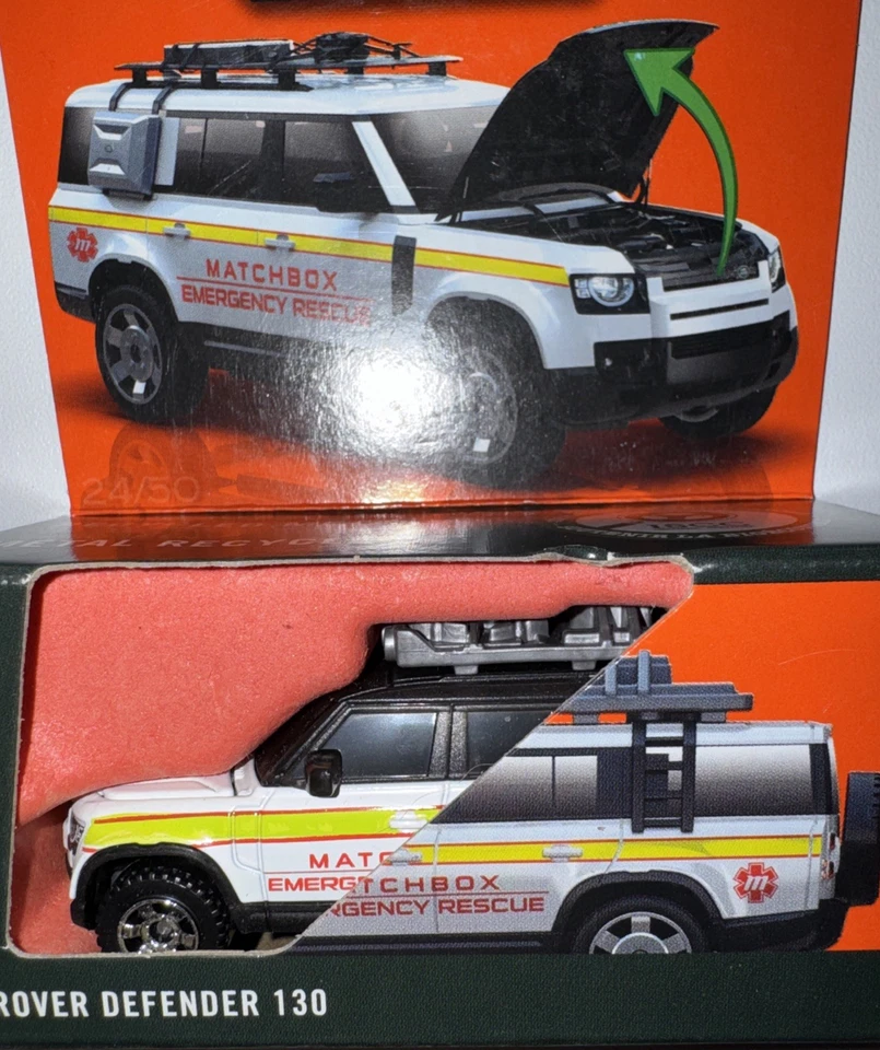 Lot Of 2 Matchbox Moving Parts Land Rover Defender 130 Emergency Rescue New IP D - Image 4 of 4