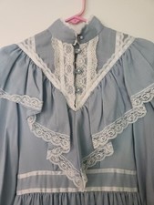Vintage Handmade 70s Prairie Dress, Baby Blue, Size S, Fully Lined