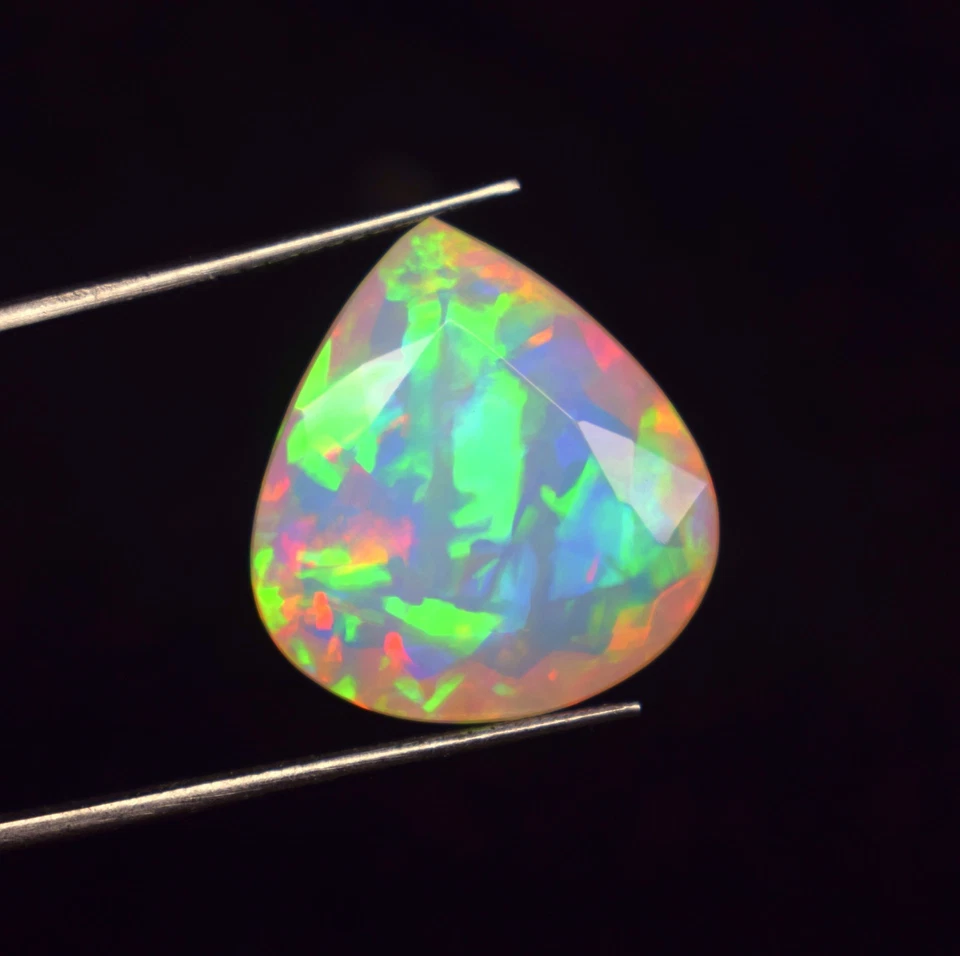 10.9 CT Multi Fire Natural Ethiopian Opal Pear Faceted Gemstone 20.2x18 mm - Image 4 of 4