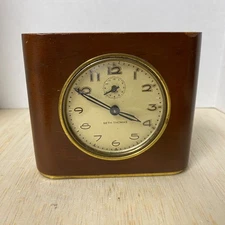 Vintage Seth Thomas Deft-3 Alarm Clock Wood - Thomaston Connecticut