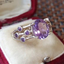 Womens Sterling Silver Ring Moroccan Amethyst Gemstones Jewellery UK Size Q.5