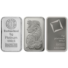 5 gram Platinum Bar - Random Brand - Secondary Market - 999.5 Fine 2117.52 per troy oz