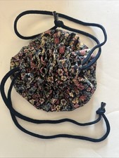 Fabric Drawstring Jewelry Pouch Travel Bag Blue Floral 5 Inch